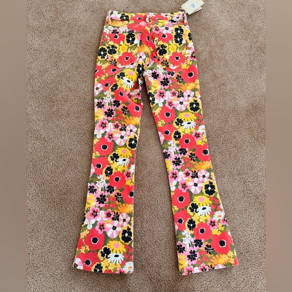 Mother denim Mid-Rise Smokin Double Flood Crop Flare Jeans in Flowers Al Fresco - Picture 2 of 11